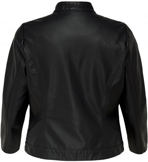 Only Carmakoma Robber Leather Jacket Black - Odinės striukės - 