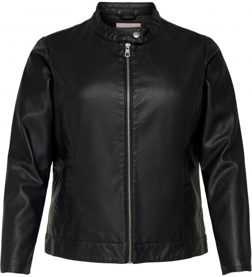 Only Carmakoma Robber Leather Jacket Black - Odinės striukės - 