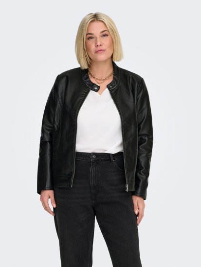 Only Carmakoma Robber Leather Jacket Black - Odinės striukės - 
