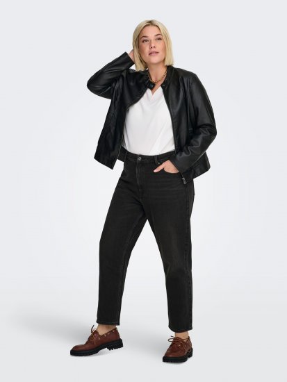 Only Carmakoma Robber Leather Jacket Black - Odinės striukės - 