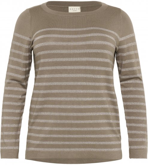 Kaffe Curve Linia Boatneck Pullover Morel Melange with Silver Lurex - Megzti megztiniai - 