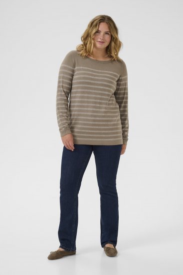 Kaffe Curve Linia Boatneck Pullover Morel Melange with Silver Lurex - Megzti megztiniai - 