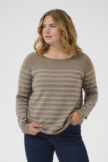 Kaffe Curve Linia Boatneck Pullover Morel Melange with Silver Lurex - Megzti megztiniai - 