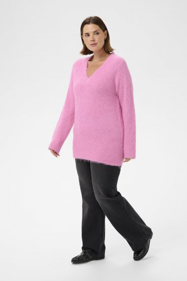 Kaffe Curve Emilia Pullover Pink Power Melange - Megzti megztiniai - 