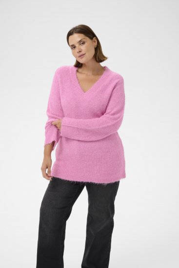 Kaffe Curve Emilia Pullover Pink Power Melange - Megzti megztiniai - 