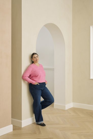 Kaffe Curve Emilia Pullover Pink Power Melange - Megzti megztiniai - 