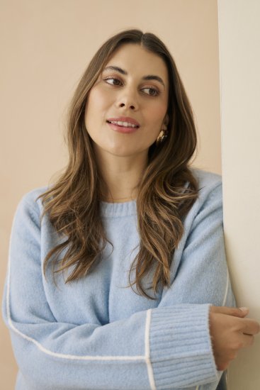 Kaffe Curve Jina Knit Pullover Powder Blue Melange - Megzti megztiniai - 