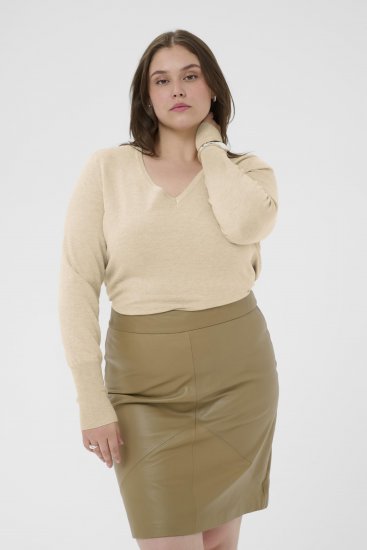 Kaffe Curve Lizzy Long Sleeve Pullover Feather Grey Melange - Megzti megztiniai - 