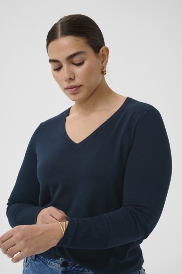 Kaffe Curve Lizzy Long Sleeve Pullover Midnight Marine - Megzti megztiniai - 