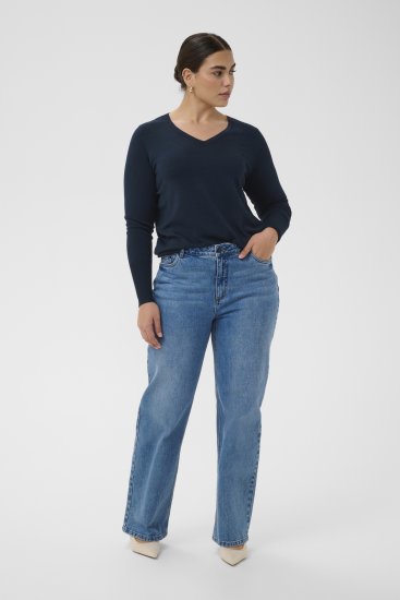 Kaffe Curve Lizzy Long Sleeve Pullover Midnight Marine - Megzti megztiniai - 