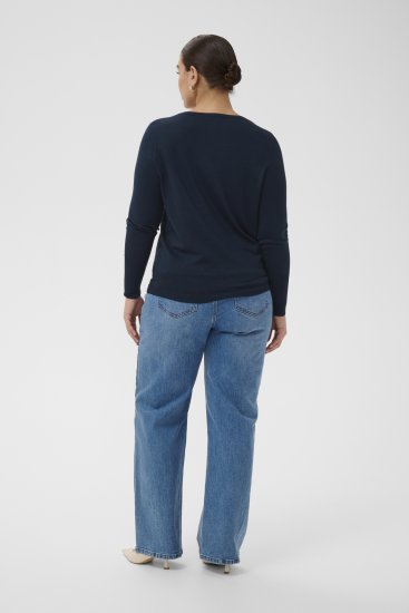 Kaffe Curve Lizzy Long Sleeve Pullover Midnight Marine - Megzti megztiniai - 