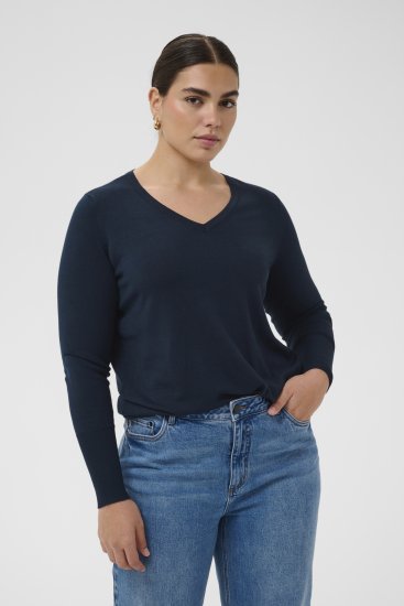 Kaffe Curve Lizzy Long Sleeve Pullover Midnight Marine - Megzti megztiniai - 