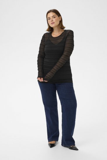 Kaffe Curve Hanna Lace Long Sleeve T-Shirt - Ilgomis rankovėmis marškinėliai - 