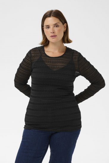 Kaffe Curve Hanna Lace Long Sleeve T-Shirt - Ilgomis rankovėmis marškinėliai - 