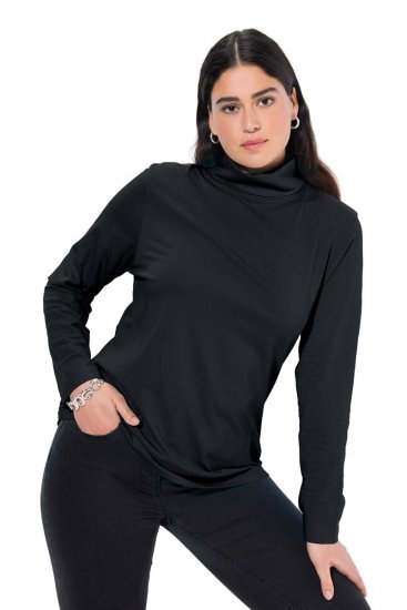 Ulla Popken Basic Long Sleeve Slim Fit Turtleneck Black - Megztiniai ir džemperiai - Jaukūs džemperiai ir megztiniai