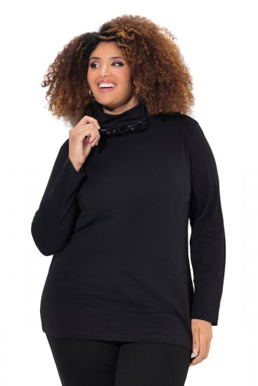 Ulla Popken Basic Long Sleeve Slim Fit Turtleneck Black - Megztiniai ir džemperiai - Jaukūs džemperiai ir megztiniai