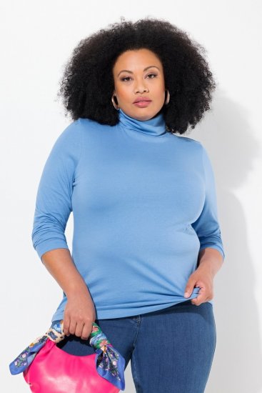 Ulla Popken Basic Long Sleeve Slim Fit Turtleneck Light Cornflower - Megztiniai ir džemperiai - Jaukūs džemperiai ir megztiniai