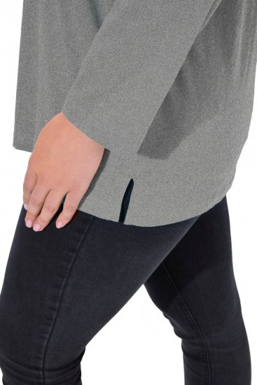 Ulla Popken Back To Basics V-Neck Relaxed Fit Cotton Tee Light Grey Melange - Marškinėliai - Moteriški marškinėliai
