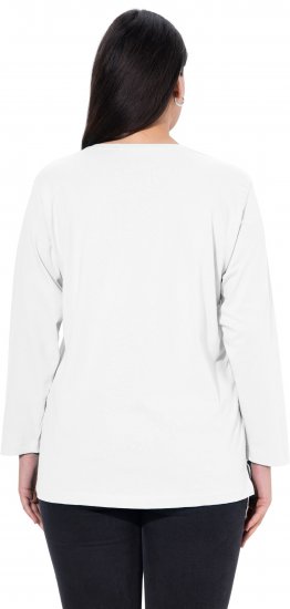 Ulla Popken Back To Basics V-Neck Relaxed Fit Cotton Tee Snow White - Marškinėliai - 