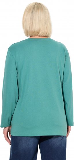 Ulla Popken Back To Basics V-Neck Relaxed Fit Cotton Tee Green - Marškinėliai - 