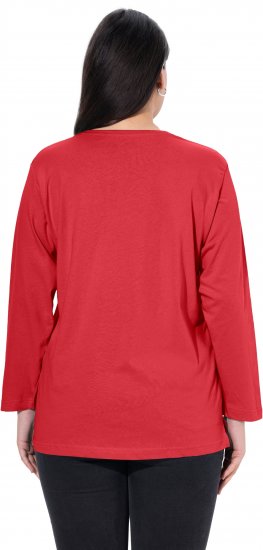 Ulla Popken Back To Basics V-Neck Relaxed Fit Cotton Tee Salsa Red - Marškinėliai - 