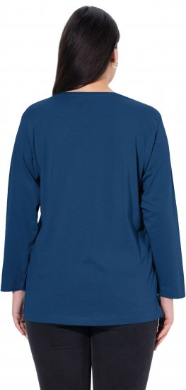 Ulla Popken Back To Basics V-Neck Relaxed Fit Cotton Tee Dark Blue - Marškinėliai - 