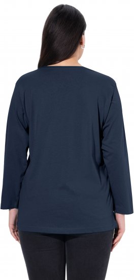 Ulla Popken Back To Basics V-Neck Relaxed Fit Cotton Tee Navy Blue - Marškinėliai - 