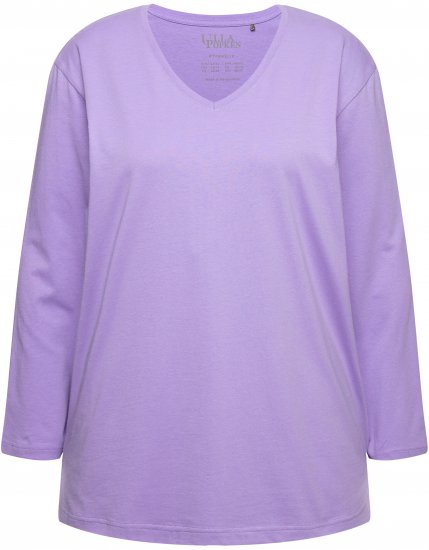 Ulla Popken Back To Basics V-Neck Relaxed Fit Cotton Tee Pale Lilac - Marškinėliai - 