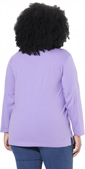 Ulla Popken Back To Basics V-Neck Relaxed Fit Cotton Tee Pale Lilac - Marškinėliai - 