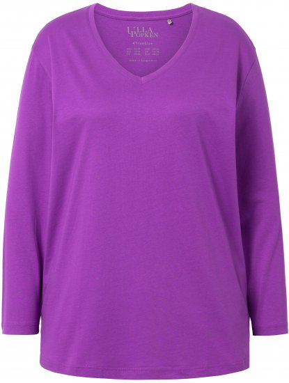 Ulla Popken Back To Basics V-Neck Relaxed Fit Cotton Tee Purple - Marškinėliai - 