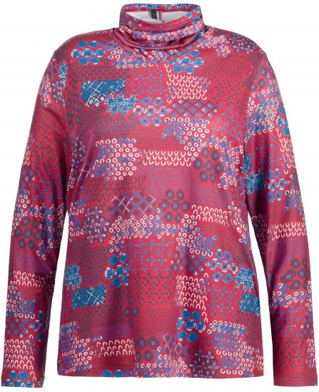 Ulla Popken Graphic Print Recycled Polyester Quick Dry Stretch Top Salsa Red - Spausdinti marškinėliai moterims - 