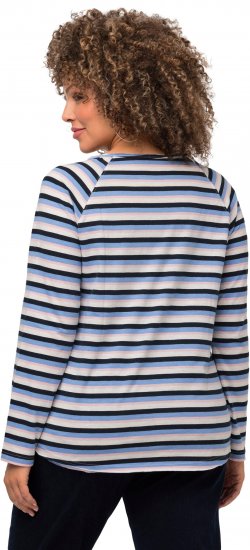 Ulla Popken Striped A-Line Long Sleeve Tee Navy Blue - Spausdinti marškinėliai moterims - 