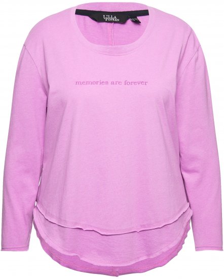 Ulla Popken Layered Look Memories Embroidered Long Sleeve Tee Amethyst - Spausdinti marškinėliai moterims - 