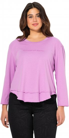 Ulla Popken Layered Look Memories Embroidered Long Sleeve Tee Amethyst - Spausdinti marškinėliai moterims - 
