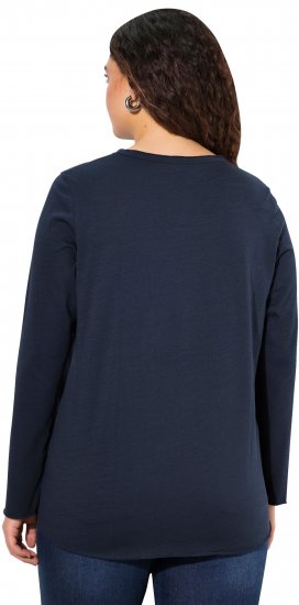 Ulla Popken Star Long Sleeve Graphic Tee Navy Blue - Spausdinti marškinėliai moterims - 