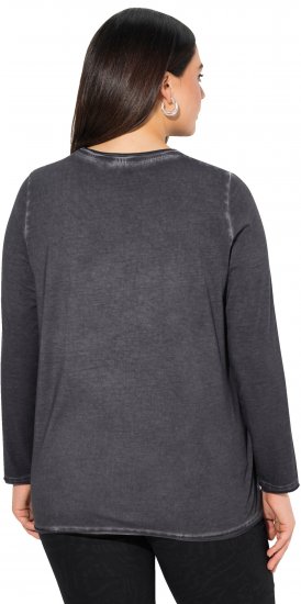 Ulla Popken Cold Dyed Sequined Heart Long Sleeve Tee Asphalt - Spausdinti marškinėliai moterims - 