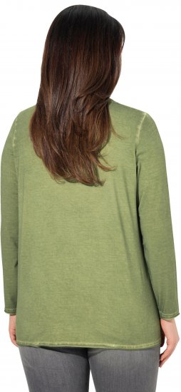 Ulla Popken Cold Dyed Sequined Heart Long Sleeve Tee Sage Green - Spausdinti marškinėliai moterims - 