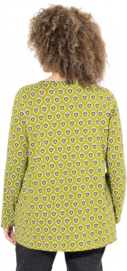 Ulla Popken Allover Graphic Long Sleeve Tee Avocado Green - Spausdinti marškinėliai moterims - 
