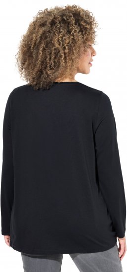 Ulla Popken Puppy Graphic Christmas Long Sleeve T-Shirt Black - Marškinėliai - 