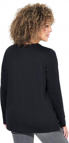 Ulla Popken Metallic Graphic Holiday Tee Black - Spausdinti marškinėliai moterims - 