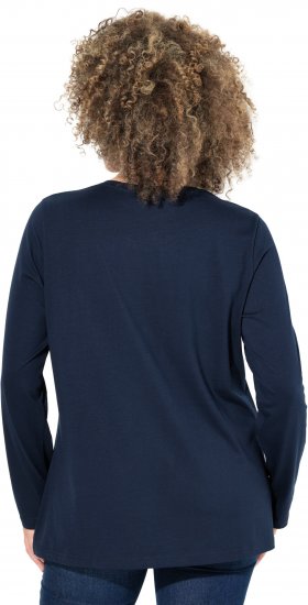 Ulla Popken Metallic Graphic Holiday Tee Navy - Spausdinti marškinėliai moterims - 