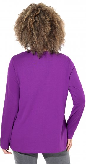 Ulla Popken Metallic Graphic Holiday Tee Dark Purple - Spausdinti marškinėliai moterims - 