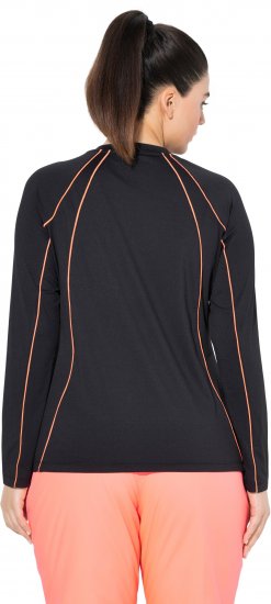Ulla Popken UPF 50+ Contrast Piping Long Sleeve Tee Black - Spausdinti marškinėliai moterims - 