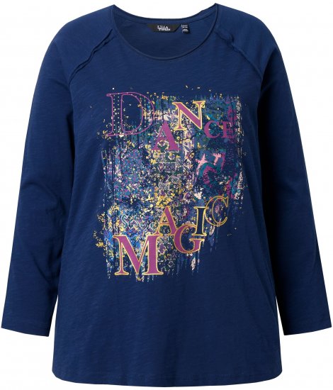 Ulla Popken Inverted Seam Long Sleeve Graphic Tee Ink Blue - Marškinėliai - 