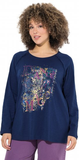 Ulla Popken Inverted Seam Long Sleeve Graphic Tee Ink Blue - Marškinėliai - 