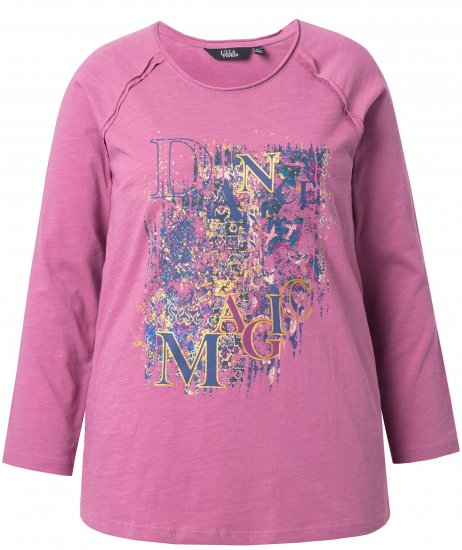 Ulla Popken Inverted Seam Long Sleeve Graphic Tee Dark Rose - Spausdinti marškinėliai moterims - 