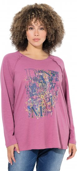 Ulla Popken Inverted Seam Long Sleeve Graphic Tee Dark Rose - Spausdinti marškinėliai moterims - 