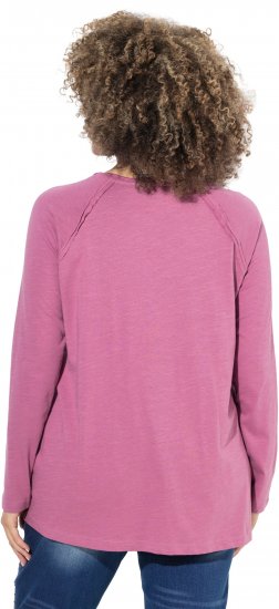 Ulla Popken Inverted Seam Long Sleeve Graphic Tee Dark Rose - Spausdinti marškinėliai moterims - 