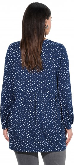 Ulla Popken Pleated Confetti Print Long Sleeve Tee Ink Blue - Spausdinti marškinėliai moterims - 
