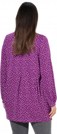 Ulla Popken Pleated Confetti Print Long Sleeve Tee Light Plum - Spausdinti marškinėliai moterims - 